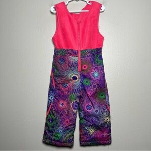 Columbia Girls Snow Bib‎ 3T Overalls Spiro Design Pink Winter Skii Adjustable